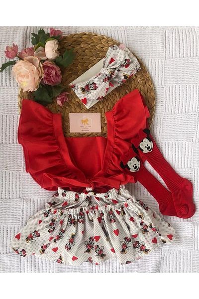 MelekAdaButik Gift Baby Bandana Socks Mikili Romper Set
