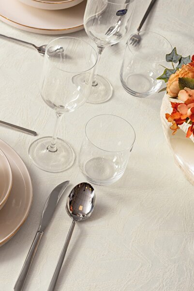 Cotton Box Jacquard Carefree Tablecloth Lavinia Cream 155x220