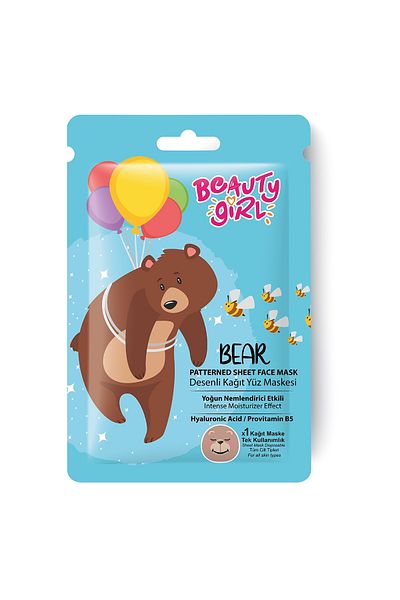 beauty girl 20 ml Bear Patterned Paper Face Mask