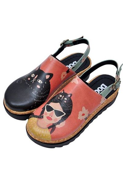 Dogo Women's Vegan Leather Pink Thick Sole Sandals - Cat Hat Design