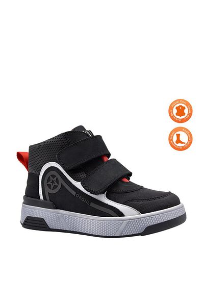 kids A more Senior Double Velcro Leather Boy's Boots Black