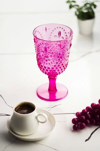 Depa Acrylic Pink Single Glass & Water Soft Drink Coffee Side Cup 450 Ml (Not Glass)