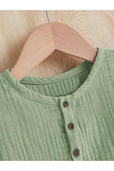 Bubito Unisex Baby&Child 100% βαμβακερό σορτς μουσελίνα με κουμπιά και κάτω σορτς-πράσινο