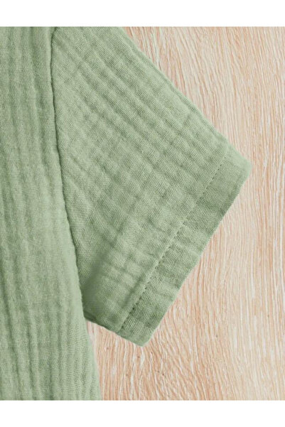 Bubito Unisex Baby&Child 100% βαμβακερό σορτς μουσελίνα με κουμπιά και κάτω σορτς-πράσινο