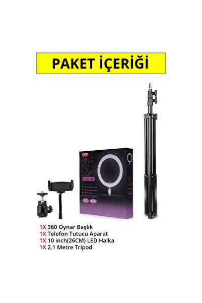 VOOKA Lipon Ring Fill Light Led Işıklı Tripod 10 Inç Halka Youtuber Tiktok Makyaj Işığı Ayaklı 10 Inç