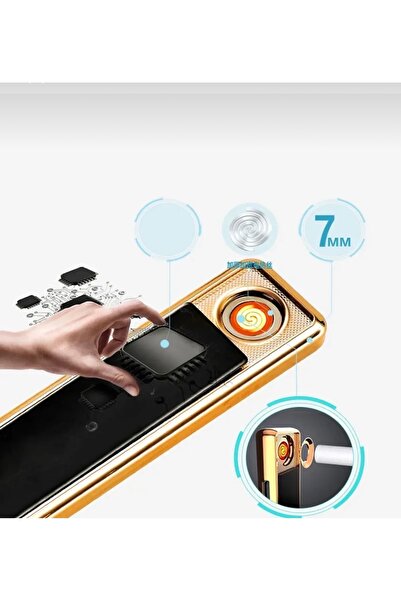 AVİPOLES Çakmak Şarjlı Usb Dokunmatik Siyah Elektronik Çakmak Siyah