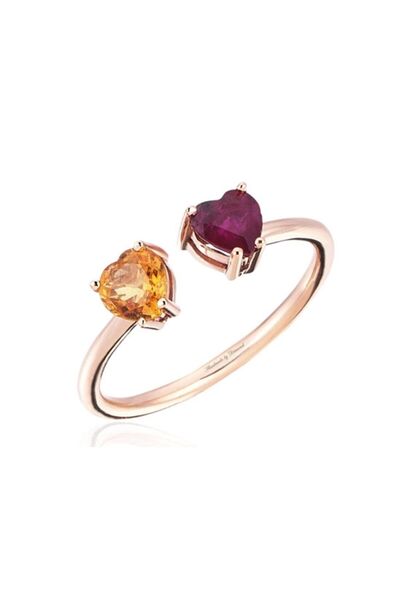 DİAMOND BY Naci Şenocaklı Kalp Yakut ve Sarı Safir yüzük