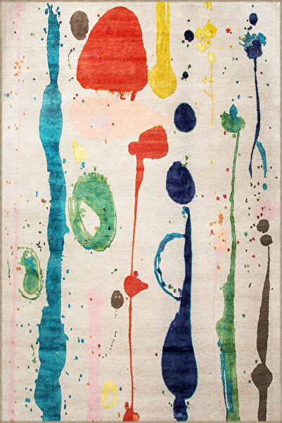 Rugs Modern Halı Çok Renkli Soyut Boya Sıçratma Desenli Kreatif Modern Dekora...