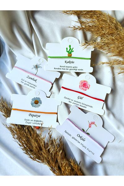 Atölye Merdiven Set of 5 Rope Friend Bracelets with Flower Theme
