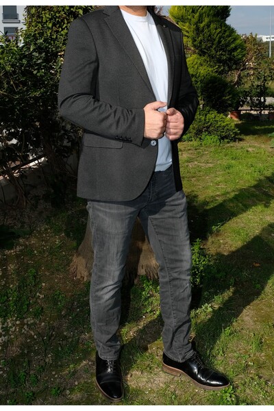 Luisero POINTED BLACK MEN'S JACKET 1409
