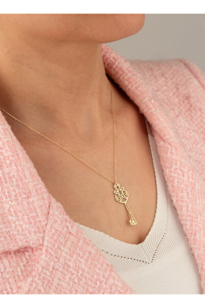 Dkmn Silver El fettah Yazılı Anahtar Gümüş Kolye