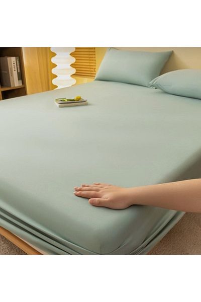 Totem Ranforce Cotton Mint Green Elastic Sheet Set with Pillowcase Double Size 160 x 200