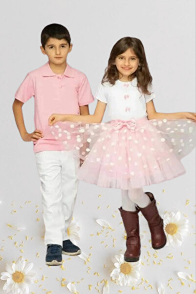 Nacar Kız Erkek Çocuk 23 Nisan Okul Gösteri Kıyafeti Pantolon Etek Tshirt Tak...