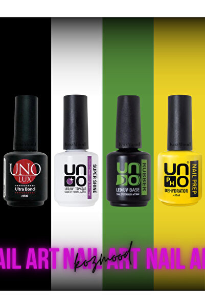 KozMood Uno Kalıcı Oje Seti Primer - Ultrabond - Rubber Base - Super Shine To...