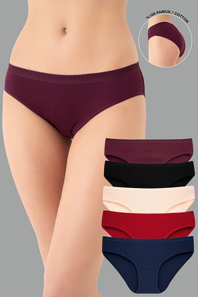 Ramior SET DE 5 CHILOȚI BIKINI TROFEU COLORATE 100% BUMBAC CU TALIE SPECIALĂ