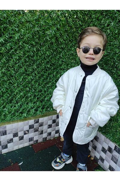 Eybabykids Children's White Puffer Pocket Quilted Coat