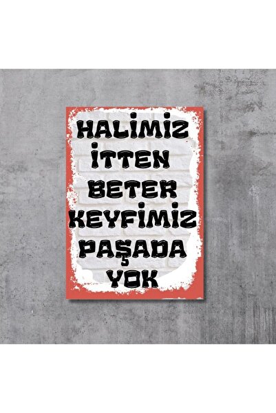 gifttime Ρετρό σχεδιασμένο αφίσα με το Halimiz Beter Keyfimiz Paşada Yok