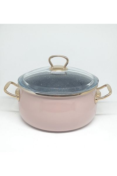 Avşar ENAMEL HOUSE 20 CM 2.5 LITER GRANITE COOKER WITH POWDER EXTERNAL ENAMEL