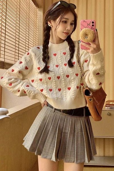 weywot Pulover inimă brodat cu broderie albă-Sphera