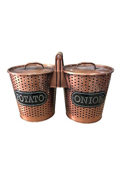 LUCKYHOMES Galvanized Potato Onion Holder with Wooden Handle