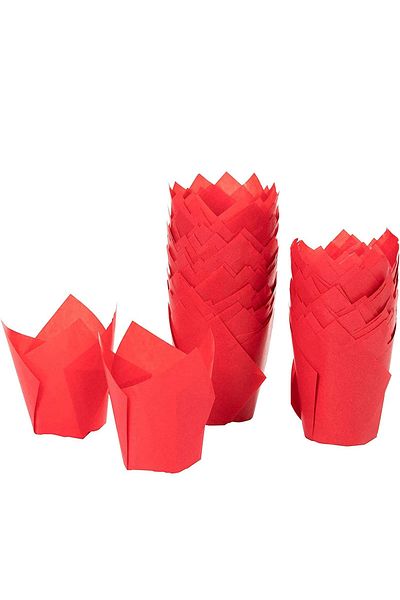 Trend Hediye Sepeti 200 Red Muffin Cupcake Molds - Tulip Capsule Tulip