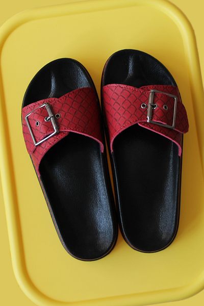 ALTINER Orthopedic Patterned Red Women's Slippers
