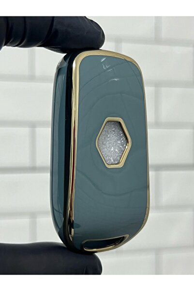 GMA KEYS Lux Megane 4 Joy - Clio 5 Captur și Koleos Carcasă pentru chei Nano Protectie cu 3 butoane Gri Aur Aur Culoare