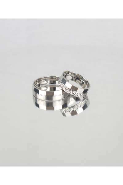 Gri Gümüş Düz Brose 925 Ayar Gümüş Alyans, Nişan ve Söz Yüzüğü