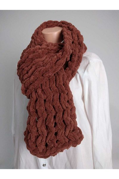 RELYA Unisex Tan Puffy Πλεκτό Χειροποίητο Μαλακό Ζιγκ-ζαγκ Μοντέλο Μάλλινο Φουλάρι Πλάτος 20 cm Μήκος 200 cm