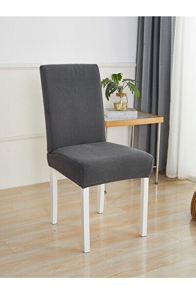 Bemrax Yıkanabilir Sandalye Kılıfı, Antrasit, Piti Kare