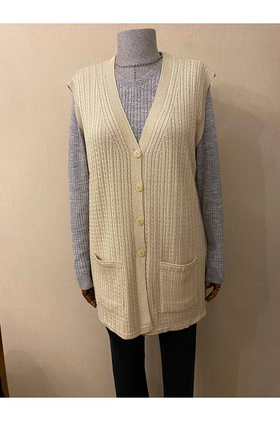 TEK Hair Knitted SINGLE Knitwear Mercerized Mother Vest / Stone