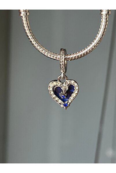 asaf Kayan yıldız kalp çift sallantılı charm | gümüş kaplama