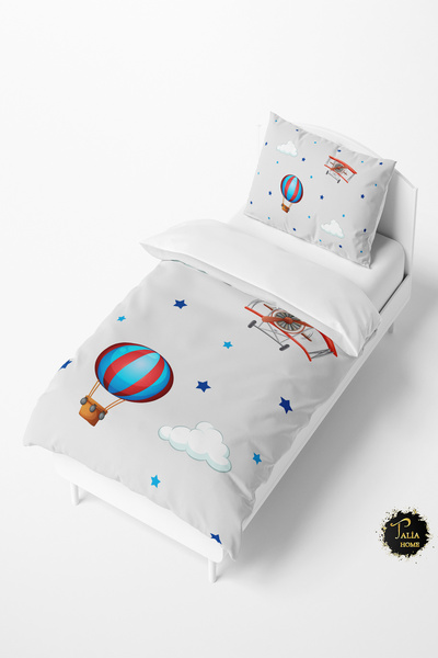 Talia Home طقم غطاء لحاف للأطفال والرضع بنمط طائرة TLAN-008