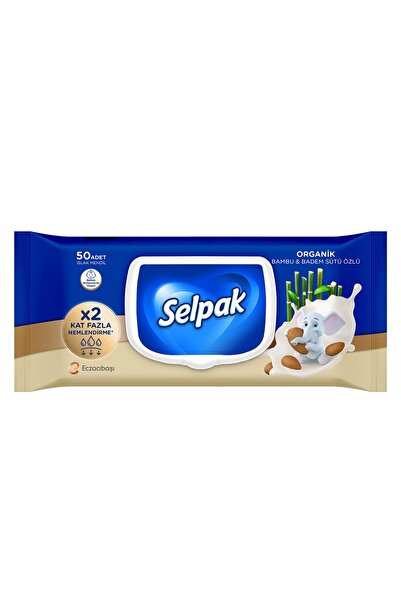 Selpak مناديل مبللة بخلاصة الخيزران وحليب اللوز العضوي، 3 عبوات من 50 قطعة