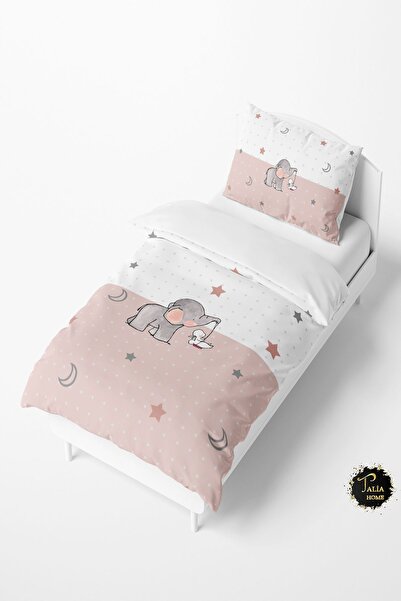 Talia Home طقم غطاء لحاف للأطفال والرضع بنمط الفيل المرصع بالنجوم TLAN-020