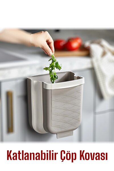 Nesto Home Askılı Katlanabilir Banyo Mutfak Çöp Kovası - Tezgah Üstü Akordiyo...