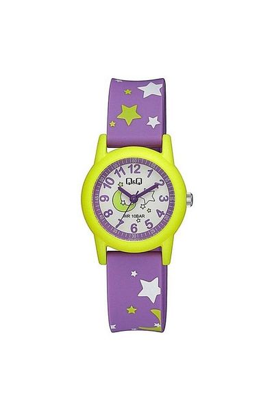 Q&Q V22A-007Vy Purple Silicone Cord Children's Wristwatch with Numbers