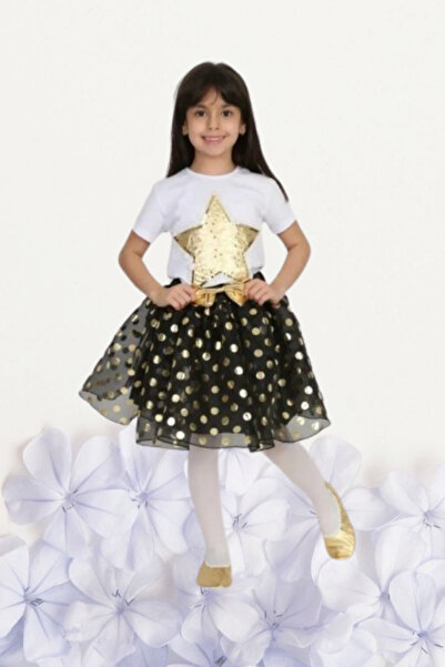 NACAR NEW STYLİSH Girl's April 23 Outfit Costume Tutu Skirt Short Sleeve Patt...