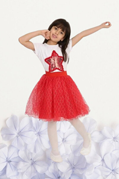 NACAR NEW STYLİSH طقم تي شيرت منقوش بأكمام قصيرة وتنورة توتو للفتيات بتصميم 2...