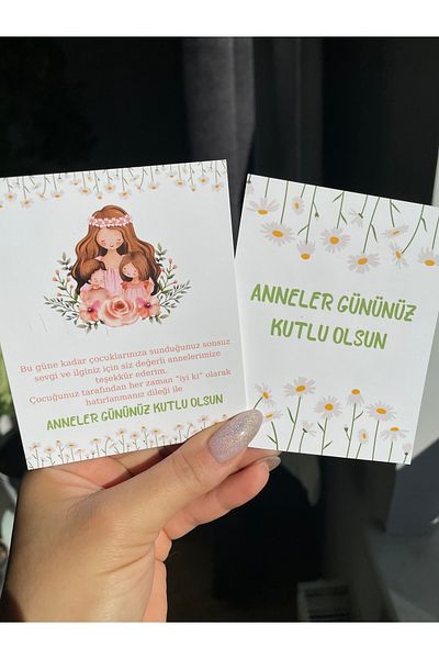 Hayal.kirtasiyesi 20 Pieces 10X8 cm Bracelet Card for Mother's Day - Gift and Note Card (Without Bracelet)