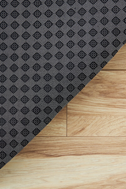 Kaşmir Halı Sare By Frame Black Yıkanabilir Kaymaz Taban Salon Mutfak Halısı Yolluk