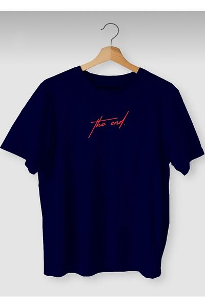 BYMEER Μπλουζάκι Navy Blue The End Printed Oversize