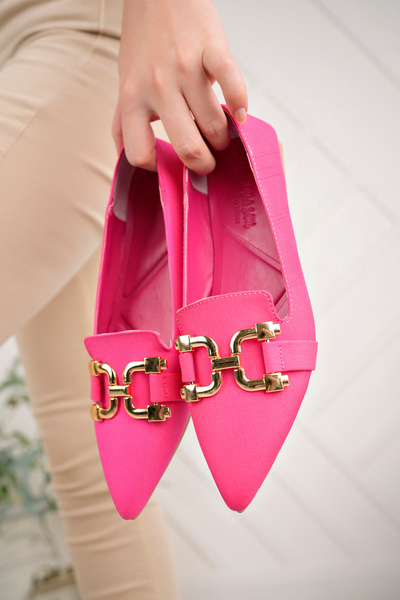 RoseVeno Women's Fuji Buckle Satin Stylish Ballerinas