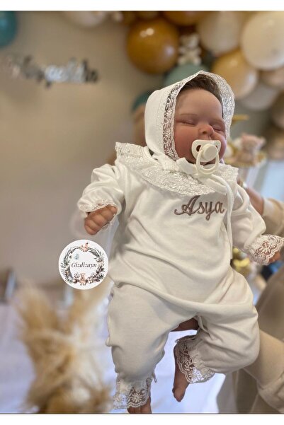 Newborn Hospital Pack Lace Baby Romper Set Custom Embroidery Embroidered Gloves Gift