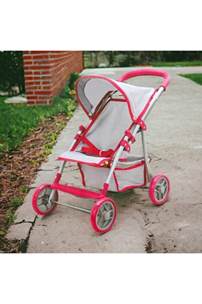 YILDIRIM OYUNCAK لعبة عربة أطفال معدنية قابلة للطي ذات 4 عجلات مع مظلة مقاس 5...