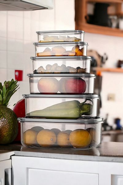 Madamev 12-Piece Multi-Purpose Storage Container Set Kitchen Picnic Food Container Rectangular Food Organizer Box with Lid
