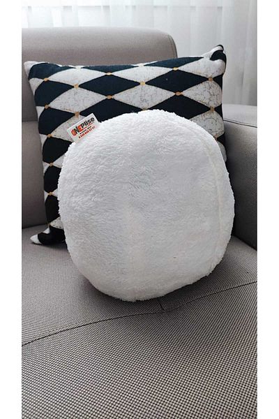 oneplise Ball Throw Pillow 1 Large Ecru (42 cm) Welsoft