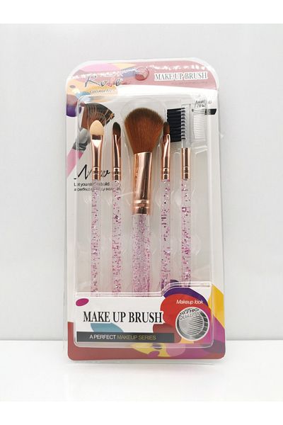 AİLY COSMETİCS Rose New Boxed 5-Piece Glittered Makeup Brush Set
