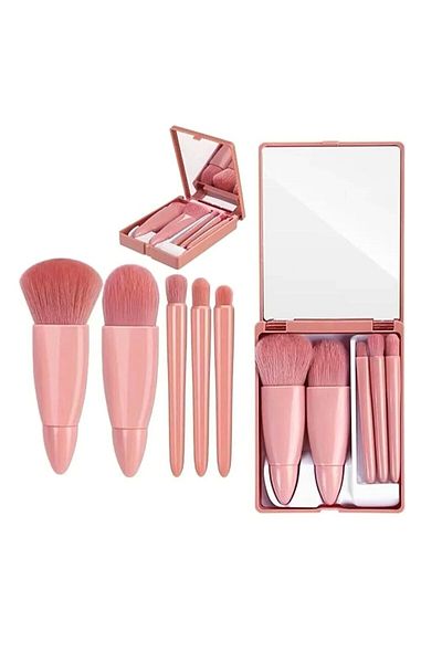 AİLY COSMETİCS Luxury 5-Piece Mirrored Brush Set with Rose Box