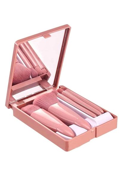 AİLY COSMETİCS Luxury 5-Piece Mirrored Brush Set with Rose Box